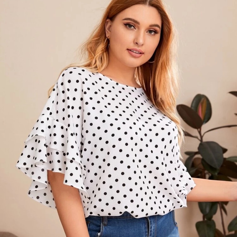 Shein Black/White Polka Dot Blouse